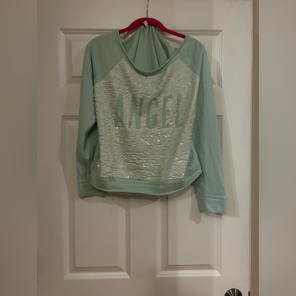 Victoria’s Secret Angel Sequin Off Shoulder Sweatshirt Size L